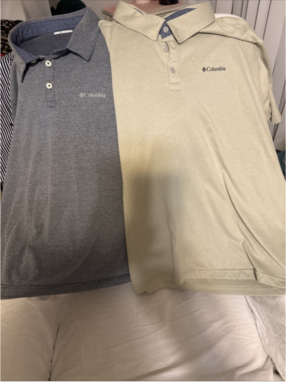 Columbia (2) Polo Short Sleeve Green & Blue Striped 2TG 1117